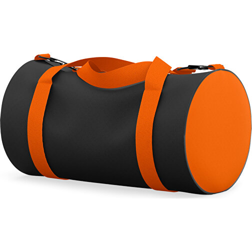 Sporttasche Modernfit , schwarz / orange, Sublimation Poliester 300g, 27,00cm x 27,00cm x 50,00cm (Länge x Höhe x Breite), Bild 1