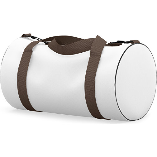 Sporttasche Modernfit , weiß / espressobraun, Sublimation Poliester 300g, 27,00cm x 27,00cm x 50,00cm (Länge x Höhe x Breite), Bild 1