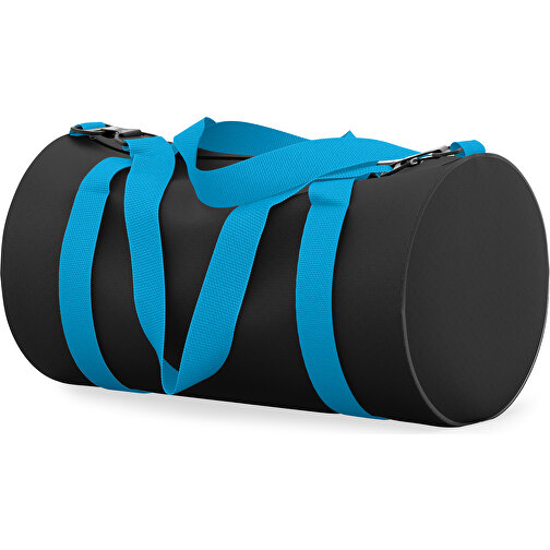 Sporttasche Modernfit , schwarz / hellblau, Sublimation Poliester 300g, 27,00cm x 27,00cm x 50,00cm (Länge x Höhe x Breite), Bild 2