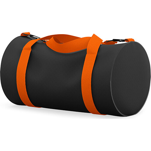 Sporttasche Modernfit , schwarz / orange, Sublimation Poliester 300g, 27,00cm x 27,00cm x 50,00cm (Länge x Höhe x Breite), Bild 1