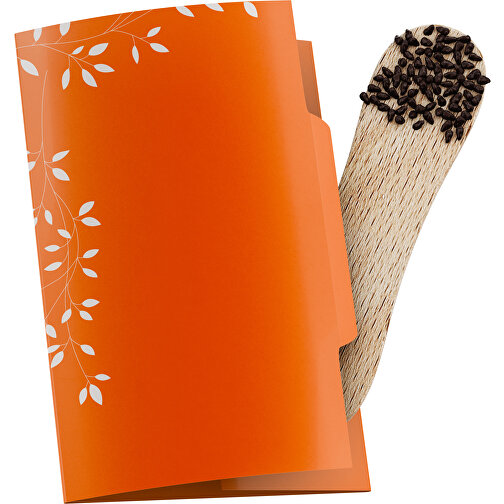 Pflanz-Stick Mit Samen - Vergissmeinnicht , orange / weiss, Holz, Papier, Wachs, Saatgut, 5,50cm x 8,00cm (Länge x Breite), Bild 1