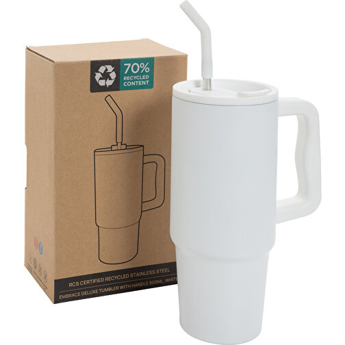 Embrace Deluxe Becher Aus RCS Recyceltem Edelstahl 900ml, Weiss , weiss, Rostfreier Stahl - recycelt,PP, 23,50cm (Höhe), Bild 12