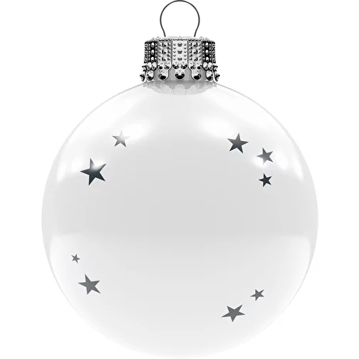 Boule de Noël moyenne 66 mm, couronne argentée, brillante, Image 1