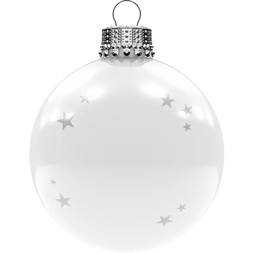 Boule de Noël moyenne 66 mm, couronne argentée, brillante, Image 1