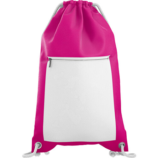 Premium Sportbeutel ColourPrime , weiss / pink, Sublimation-fabric 200g - Polyester (PU), 33,00cm x 45,00cm (Höhe x Breite), Bild 1