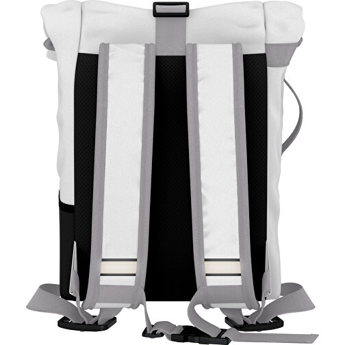 Rolltop Rucksack Comfort , weiss / hellgrau, Sublimation-fabric 200g - Polyester (PU), 29,50cm x 13,00cm x 33,00cm (Länge x Höhe x Breite), Bild 2