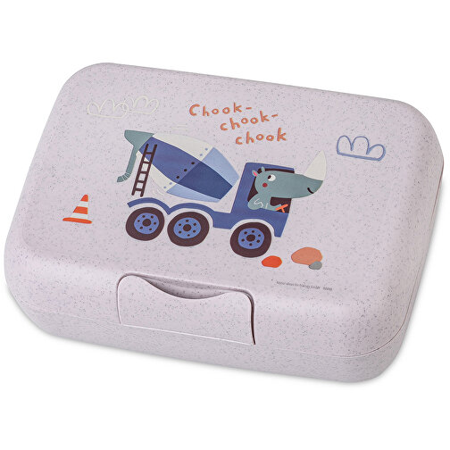 CANDY L TRUCKS Lunchbox Mit Trennschale , Koziol, organic grey trucks, ORGANIC BIO-CIRCULAR, 19,00cm x 6,50cm x 13,50cm (Länge x Höhe x Breite), Bild 1