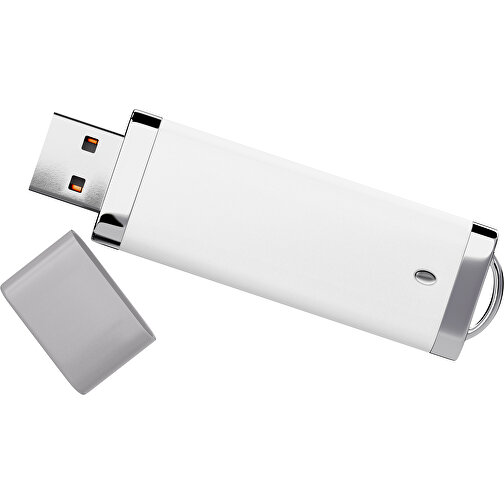 PromoPerfect USB-STICK 2.0 PLASTIK , weiß / hellgrau MB , 8 GB , Gummiplastik, Kunststoff MB , 7,00cm x 0,70cm x 2,00cm (Länge x Höhe x Breite), Bild 1