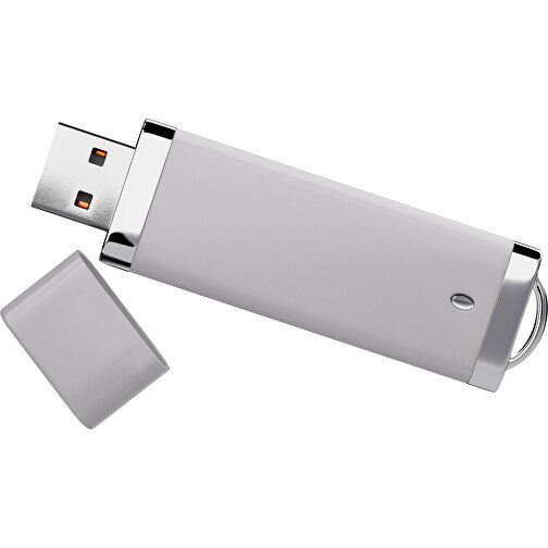 PromoPerfect USB-STICK 2.0 PLASTIK , hellgrau MB , 8 GB , Gummiplastik, Kunststoff MB , 7,00cm x 0,70cm x 2,00cm (Länge x Höhe x Breite), Bild 1