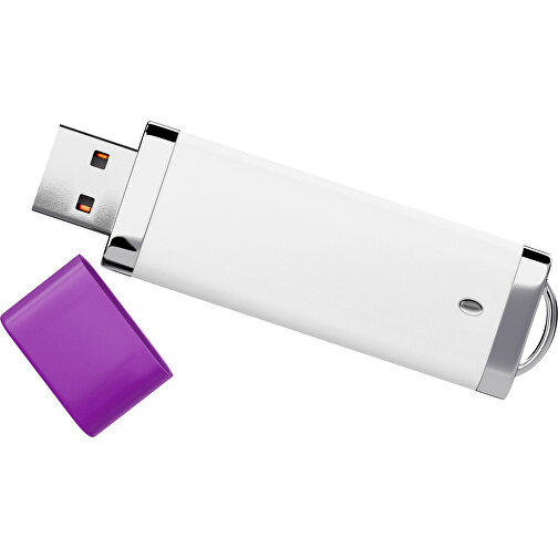 PromoPerfect USB-STICK 2.0 PLASTIK , weiß / dunkelmagenta MB , 65 GB , Gummiplastik, Kunststoff MB , 7,00cm x 0,70cm x 2,00cm (Länge x Höhe x Breite), Bild 1