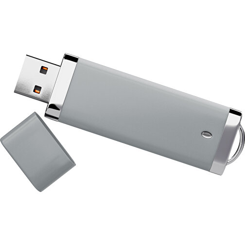 PromoPerfect USB-STICK 2.0 PLASTIK , silber MB , 65 GB , Gummiplastik, Kunststoff MB , 7,00cm x 0,70cm x 2,00cm (Länge x Höhe x Breite), Bild 1