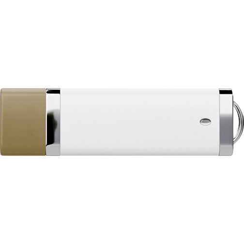 PromoPerfect USB-STICK 2.0 PLASTIK , weiß / gold MB , 4 GB , Gummiplastik, Kunststoff MB , 7,00cm x 0,70cm x 2,00cm (Länge x Höhe x Breite), Bild 2