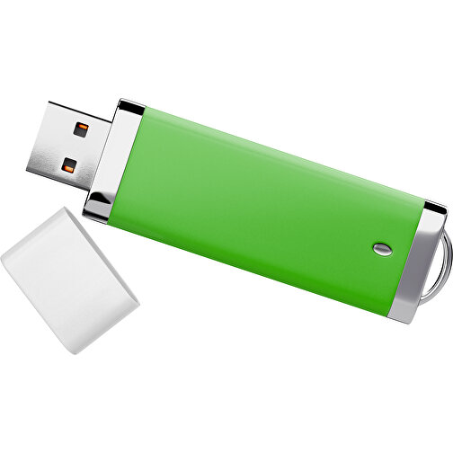 PromoPerfect USB-STICK 2.0 PLASTIK , grasgrün / weiß MB , 4 GB , Gummiplastik, Kunststoff MB , 7,00cm x 0,70cm x 2,00cm (Länge x Höhe x Breite), Bild 1