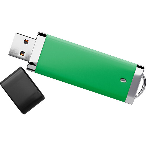 PromoPerfect USB-STICK 2.0 PLASTIK , grün / schwarz MB , 4 GB , Gummiplastik, Kunststoff MB , 7,00cm x 0,70cm x 2,00cm (Länge x Höhe x Breite), Bild 1