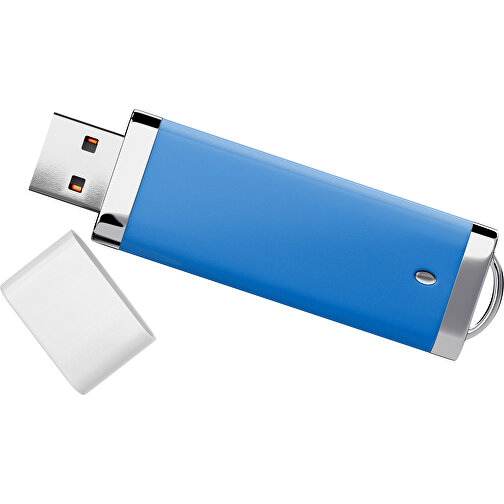 PromoPerfect USB-STICK 2.0 PLASTIK , kobaltblau / weiß MB , 4 GB , Gummiplastik, Kunststoff MB , 7,00cm x 0,70cm x 2,00cm (Länge x Höhe x Breite), Bild 1