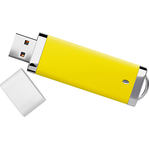 PromoPerfect USB-STICK 2.0 PLASTIK , gelb / weiß MB , 4 GB , Gummiplastik, Kunststoff MB , 7,00cm x 0,70cm x 2,00cm (Länge x Höhe x Breite), Bild 1