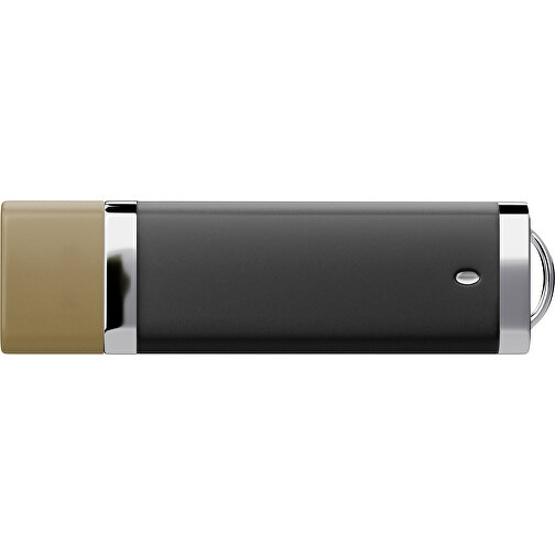 PromoPerfect USB-STICK 2.0 PLASTIK , schwarz / gold MB , 32 GB , Gummiplastik, Kunststoff MB , 7,00cm x 0,70cm x 2,00cm (Länge x Höhe x Breite), Bild 2