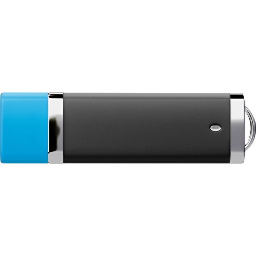 PromoPerfect USB-STICK 2.0 PLASTIK , schwarz / himmelblau MB , 32 GB , Gummiplastik, Kunststoff MB , 7,00cm x 0,70cm x 2,00cm (Länge x Höhe x Breite), Bild 2