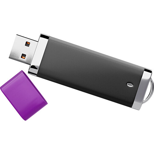 PromoPerfect USB-STICK 2.0 PLASTIK , schwarz / dunkelmagenta MB , 32 GB , Gummiplastik, Kunststoff MB , 7,00cm x 0,70cm x 2,00cm (Länge x Höhe x Breite), Bild 1