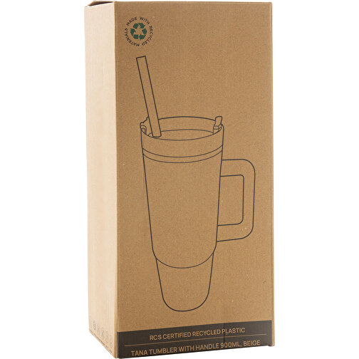 Taza Tana de plástico reciclado RCS con asa 900ml, beige, Imagen 10