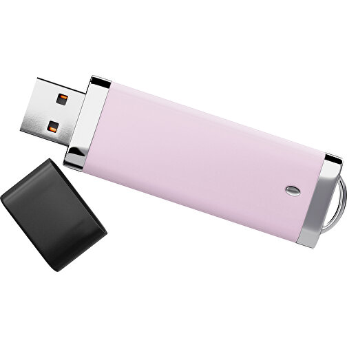 PromoPerfect USB-STICK 2.0 PLASTIK , zartrosa / schwarz MB , 32 GB , Gummiplastik, Kunststoff MB , 7,00cm x 0,70cm x 2,00cm (Länge x Höhe x Breite), Bild 1