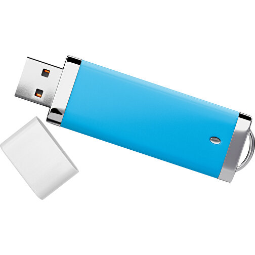 PromoPerfect USB-STICK 2.0 PLASTIK , himmelblau / weiß MB , 32 GB , Gummiplastik, Kunststoff MB , 7,00cm x 0,70cm x 2,00cm (Länge x Höhe x Breite), Bild 1