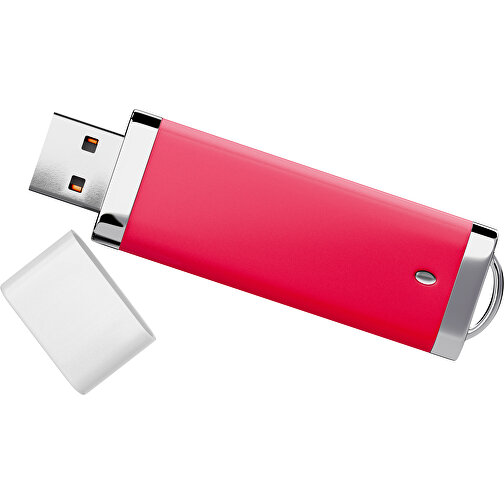 PromoPerfect USB-STICK 2.0 PLASTIK , ampelrot / weiß MB , 32 GB , Gummiplastik, Kunststoff MB , 7,00cm x 0,70cm x 2,00cm (Länge x Höhe x Breite), Bild 1