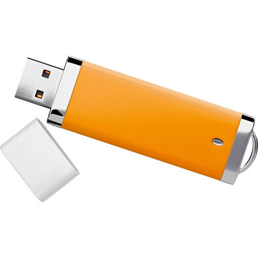 PromoPerfect USB-STICK 2.0 PLASTIK , gelborange / weiß MB , 32 GB , Gummiplastik, Kunststoff MB , 7,00cm x 0,70cm x 2,00cm (Länge x Höhe x Breite), Bild 1