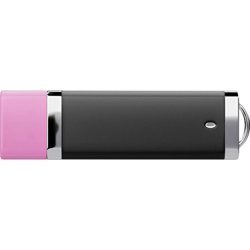 PromoPerfect USB-STICK 2.0 PLASTIK , schwarz / rosa MB , 2 GB , Gummiplastik, Kunststoff MB , 7,00cm x 0,70cm x 2,00cm (Länge x Höhe x Breite), Bild 2