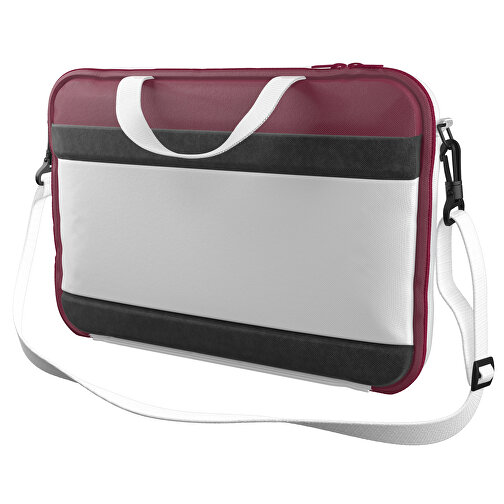 Laptoptasche Stripe , weiss / burgunderrot, Sublimation-fabric 200g - Polyester (PU), 36,00cm x 28,00cm x 5,00cm (Länge x Höhe x Breite), Bild 1