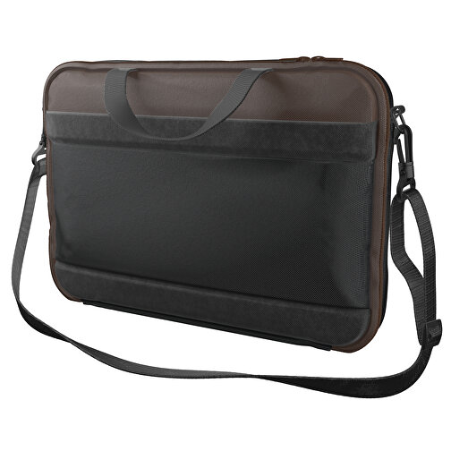 Laptoptasche Stripe , schwarz / espressobraun, Sublimation-fabric 200g - Polyester (PU), 36,00cm x 28,00cm x 5,00cm (Länge x Höhe x Breite), Bild 1