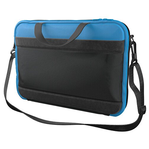 Laptoptasche Stripe , schwarz / hellblau, Sublimation-fabric 200g - Polyester (PU), 36,00cm x 28,00cm x 5,00cm (Länge x Höhe x Breite), Bild 1