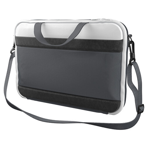 Laptoptasche Stripe , asphaltgrau / weiß, Sublimation-fabric 200g - Polyester (PU), 36,00cm x 28,00cm x 5,00cm (Länge x Höhe x Breite), Bild 1