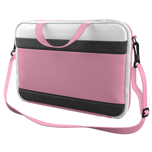 Laptoptasche Stripe , hellpink / weiss, Sublimation-fabric 200g - Polyester (PU), 36,00cm x 28,00cm x 5,00cm (Länge x Höhe x Breite), Bild 1