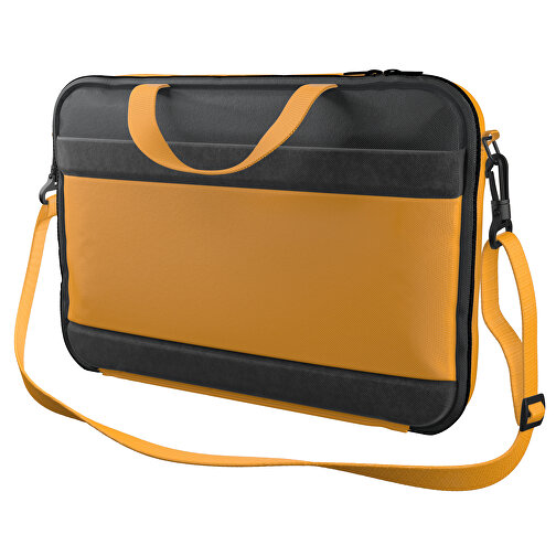 Laptoptasche Stripe , hellorange / schwarz, Sublimation-fabric 200g - Polyester (PU), 36,00cm x 28,00cm x 5,00cm (Länge x Höhe x Breite), Bild 1