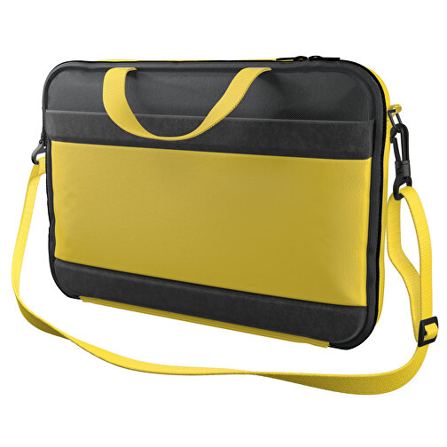 Laptoptasche Stripe , zitronengelb / schwarz, Sublimation-fabric 200g - Polyester (PU), 36,00cm x 28,00cm x 5,00cm (Länge x Höhe x Breite), Bild 1