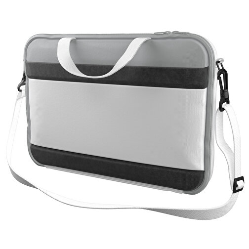 Laptoptasche Stripe , weiss / hellgrau, Sublimation-fabric 200g - Polyester (PU), 36,00cm x 28,00cm x 5,00cm (Länge x Höhe x Breite), Bild 1