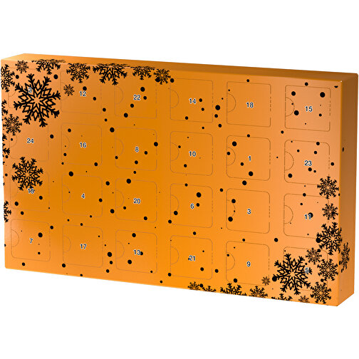 Wachsender Adventskalender , kürbisorange / schwarz, Papier, Saatgut, 33,50cm x 19,90cm x 4,50cm (Länge x Höhe x Breite), Bild 1