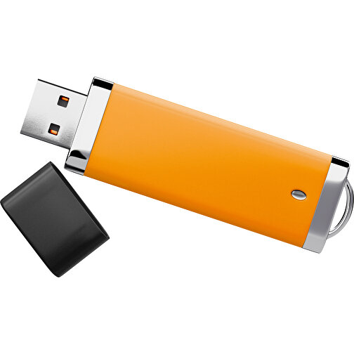 PromoPerfect USB-STICK 2.0 PLASTIK , gelborange / schwarz MB , 1 GB , Gummiplastik, Kunststoff MB , 7,00cm x 0,70cm x 2,00cm (Länge x Höhe x Breite), Bild 1