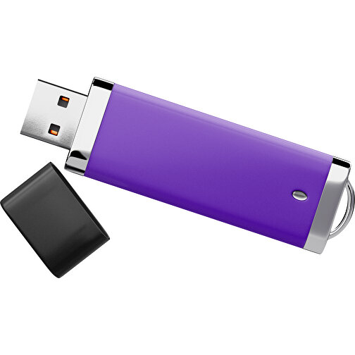 PromoPerfect USB-STICK 2.0 PLASTIK , violet / schwarz MB , 16 GB , Gummiplastik, Kunststoff MB , 7,00cm x 0,70cm x 2,00cm (Länge x Höhe x Breite), Bild 1