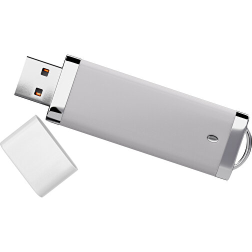 PromoPerfect USB-STICK 2.0 PLASTIK , hellgrau / weiß MB , 16 GB , Gummiplastik, Kunststoff MB , 7,00cm x 0,70cm x 2,00cm (Länge x Höhe x Breite), Bild 1