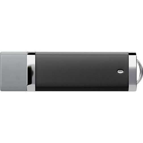 PromoPerfect USB-STICK 2.0 PLASTIK , schwarz / silber MB , 16 GB , Gummiplastik, Kunststoff MB , 7,00cm x 0,70cm x 2,00cm (Länge x Höhe x Breite), Bild 2