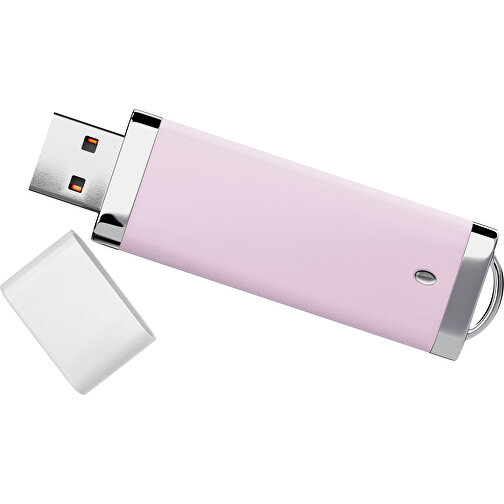 PromoPerfect USB-STICK 2.0 PLASTIK , zartrosa / weiß MB , 16 GB , Gummiplastik, Kunststoff MB , 7,00cm x 0,70cm x 2,00cm (Länge x Höhe x Breite), Bild 1