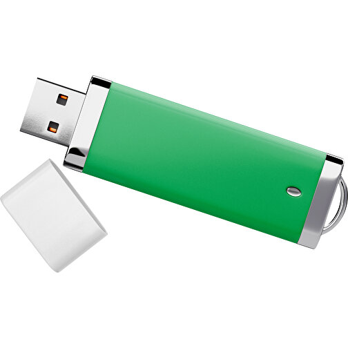 PromoPerfect USB-STICK 2.0 PLASTIK , grün / weiß MB , 16 GB , Gummiplastik, Kunststoff MB , 7,00cm x 0,70cm x 2,00cm (Länge x Höhe x Breite), Bild 1