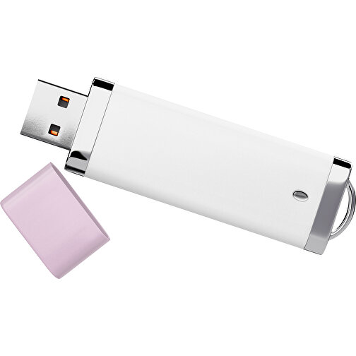 PromoPerfect USB-STICK 2.0 PLASTIK , weiß / zartrosa MB , 4 GB , Gummiplastik, Kunststoff MB , 7,00cm x 0,70cm x 2,00cm (Länge x Höhe x Breite), Bild 1