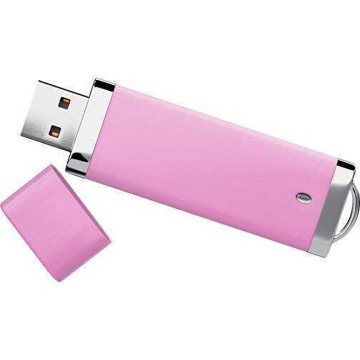 PromoPerfect USB-STICK 2.0 PLASTIK , rosa MB , 4 GB , Gummiplastik, Kunststoff MB , 7,00cm x 0,70cm x 2,00cm (Länge x Höhe x Breite), Bild 1