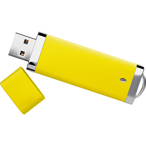 PromoPerfect USB-STICK 2.0 PLASTIK , gelb MB , 4 GB , Gummiplastik, Kunststoff MB , 7,00cm x 0,70cm x 2,00cm (Länge x Höhe x Breite), Bild 1