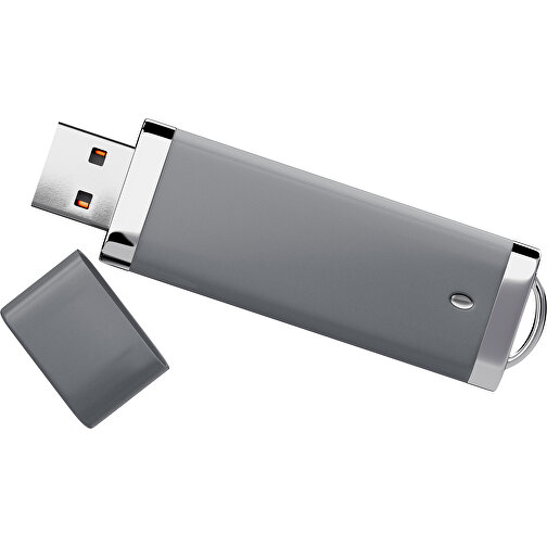 PromoPerfect USB-STICK 2.0 PLASTIK , dunkelgrau MB , 2 GB , Gummiplastik, Kunststoff MB , 7,00cm x 0,70cm x 2,00cm (Länge x Höhe x Breite), Bild 1