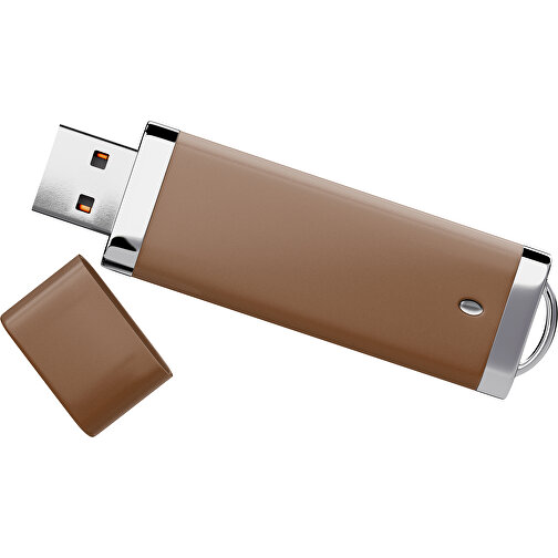 PromoPerfect USB-STICK 2.0 PLASTIK , dunkelbraun MB , 1 GB , Gummiplastik, Kunststoff MB , 7,00cm x 0,70cm x 2,00cm (Länge x Höhe x Breite), Bild 1