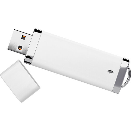 PromoPerfect USB-STICK 2.0 PLASTIK , weiß MB , 16 GB , Gummiplastik, Kunststoff MB , 7,00cm x 0,70cm x 2,00cm (Länge x Höhe x Breite), Bild 1